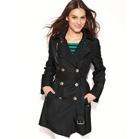 black michael kors coat trench|michael kors belted trench coats.